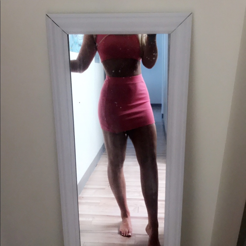 Two piece neon pink set